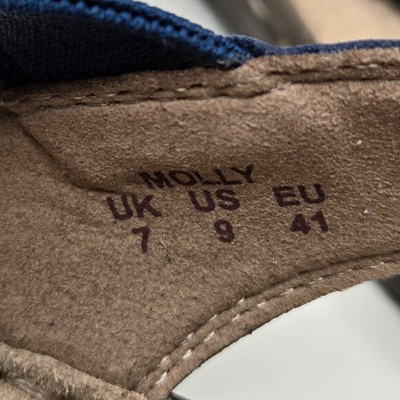 Hotter Molly Blue Suede Sandals Women's Floral Accent Summer Suede Insole 9 - Picture 10 of 11